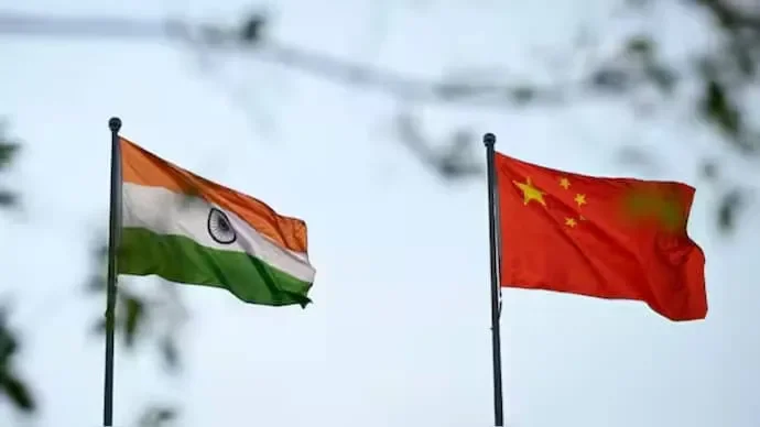 Flags of India and China flying side by side