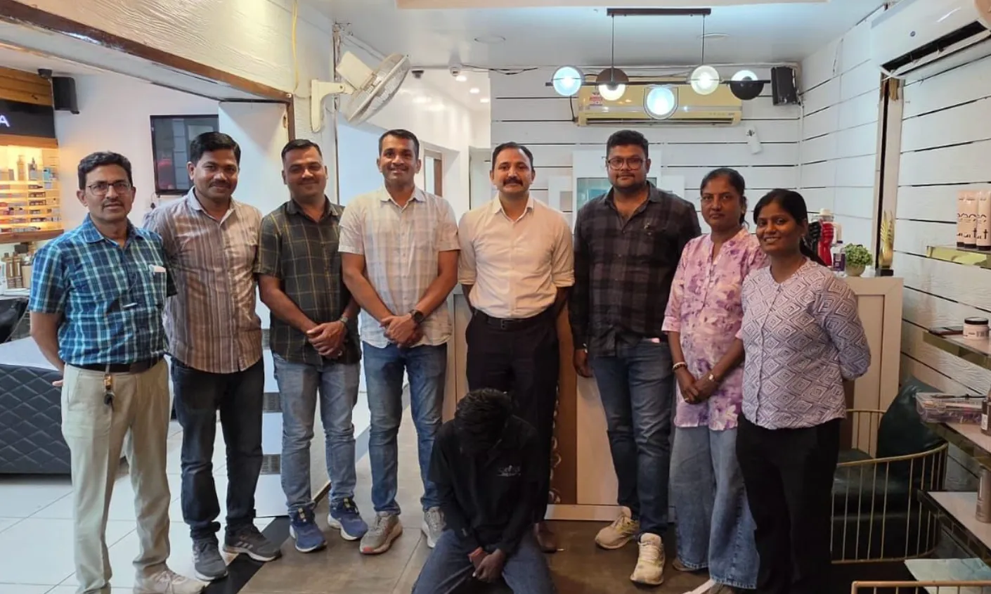 Crime Branch team at Grapes Spa in Sadar, Nagpur, after the raid in which three women were rescued.