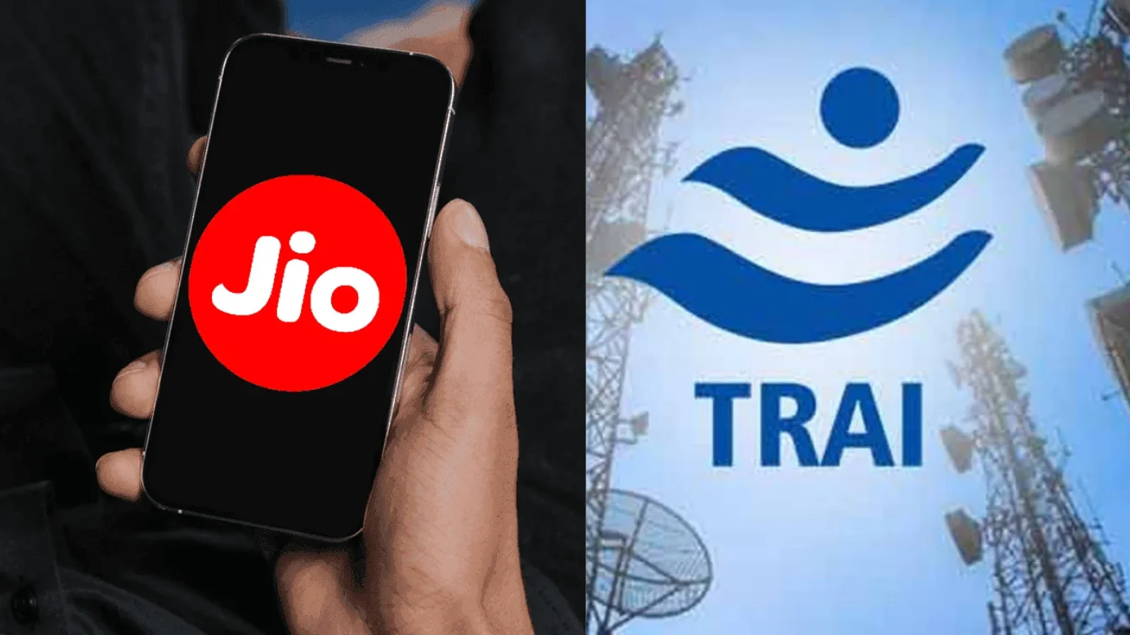 A phone showing the Jio logo beside the TRAI logo.