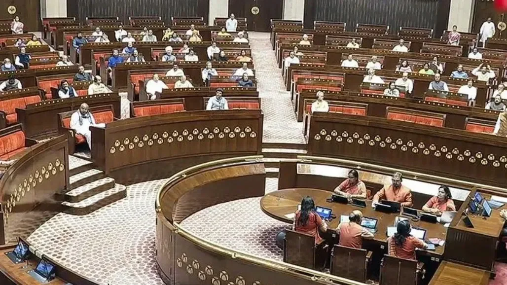 The Rajya Sabha chamber in Parliament House, New Delhi