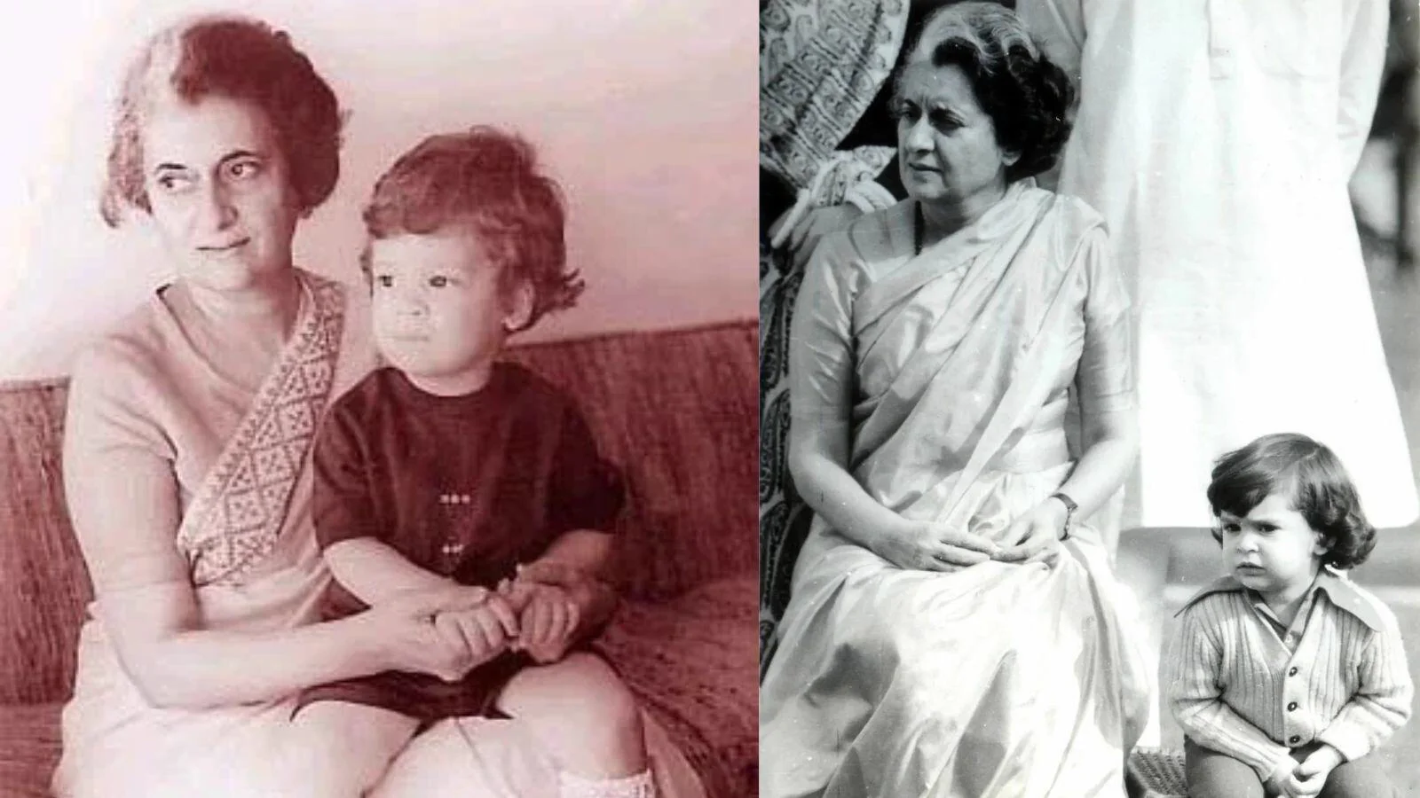 Childhood photos of Indira Gandhi with Rahul and Priyanka Gandhi.