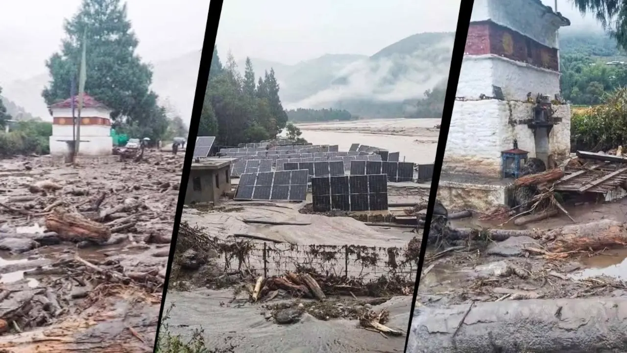 Flood damage in Bhutan after the glacial lake outburst