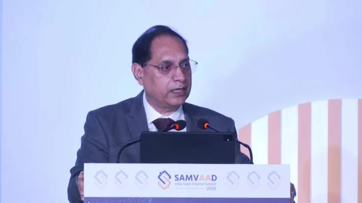 SEBI chairman Tuhin Kanta Pandey addresses an industry event.