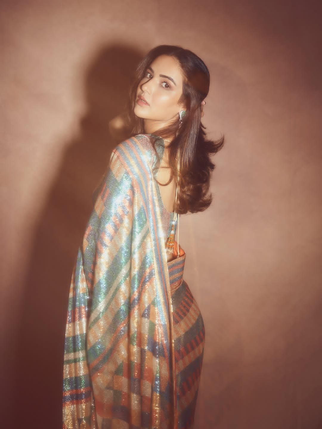 Jasmine Bhasins Stunning Look In A Shimmering Saree