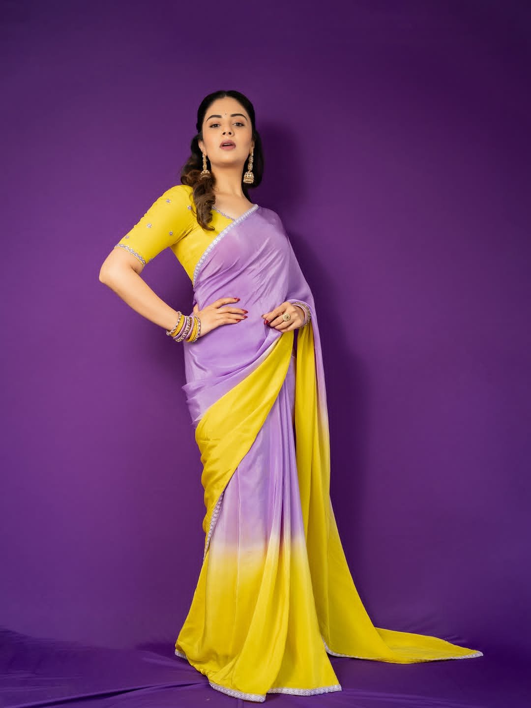 Shrimukhis Stunning Saree Look Featuring A Flowing Yellow Pallu